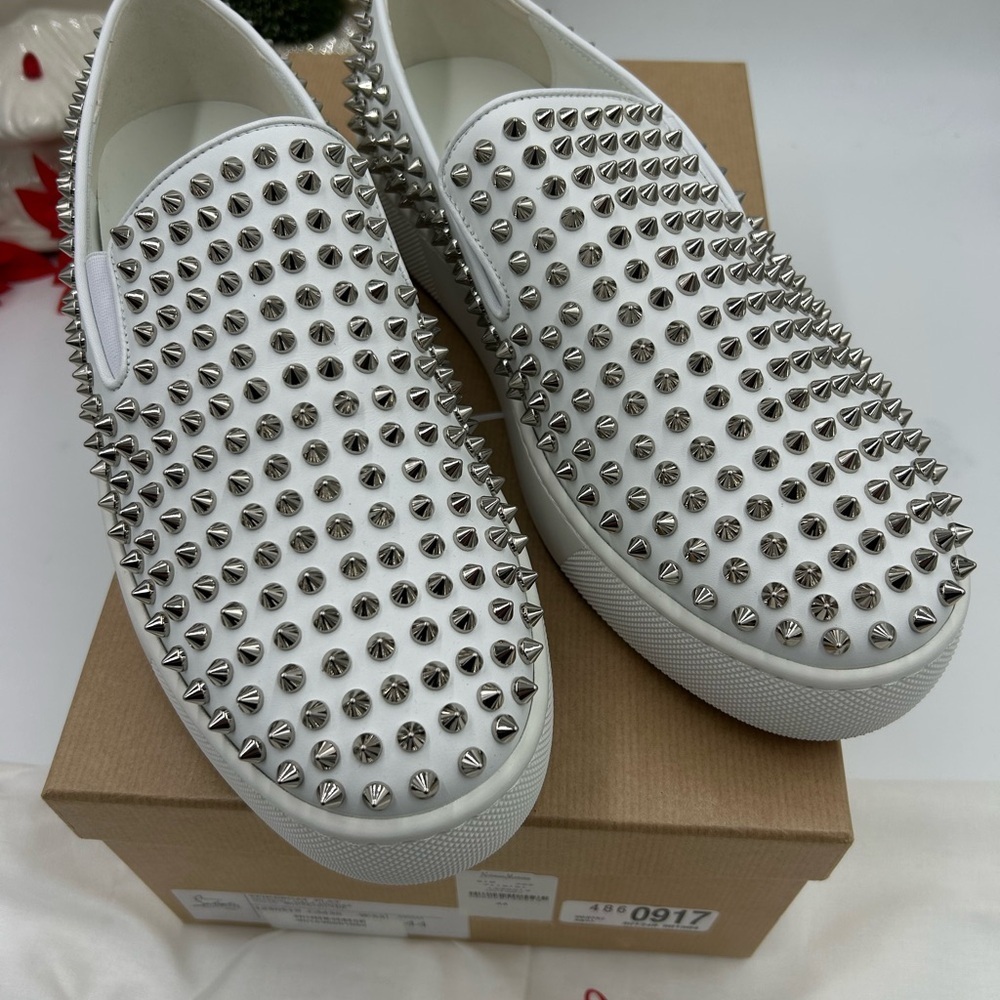 Men's Christian Louboutin roller boat spike slip on sneakers size 44 made Italy - Picture 4 of 11